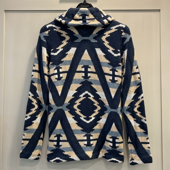 NWT Chaps Cowichan western weave blue white and cream long sleeve cardigan - Picture 6 of 7